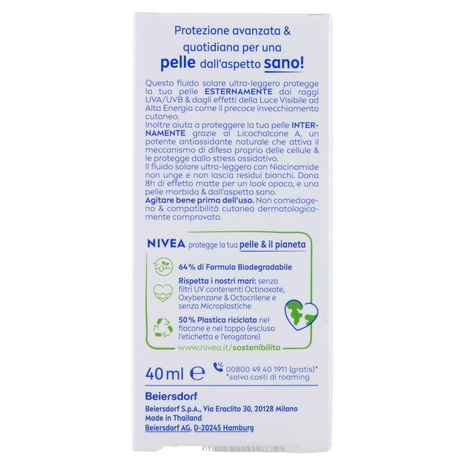 Nivea Sun UV Viso Specialist Fluido Quotidiano Invisibile 50+ Molto Alta Fluido ultra-leggero 40 ml